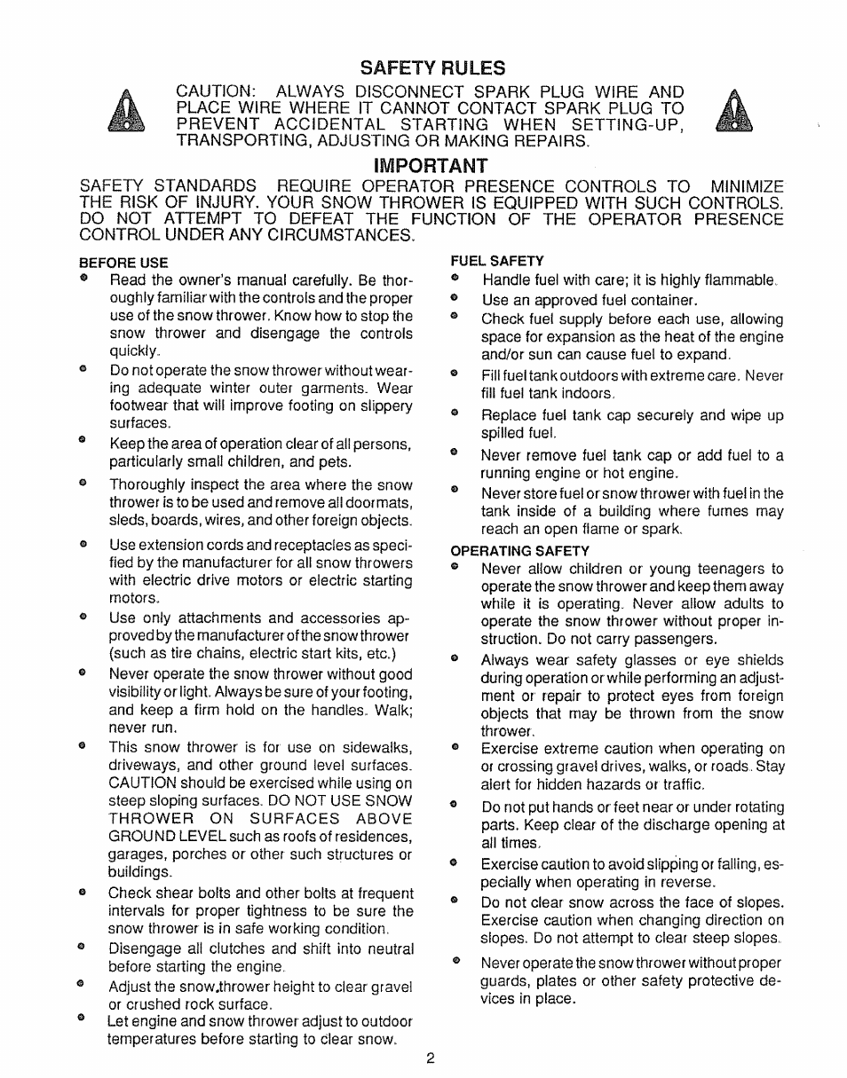 Safety rules, Important | Sears 536.885410 User Manual | Page 2 / 38