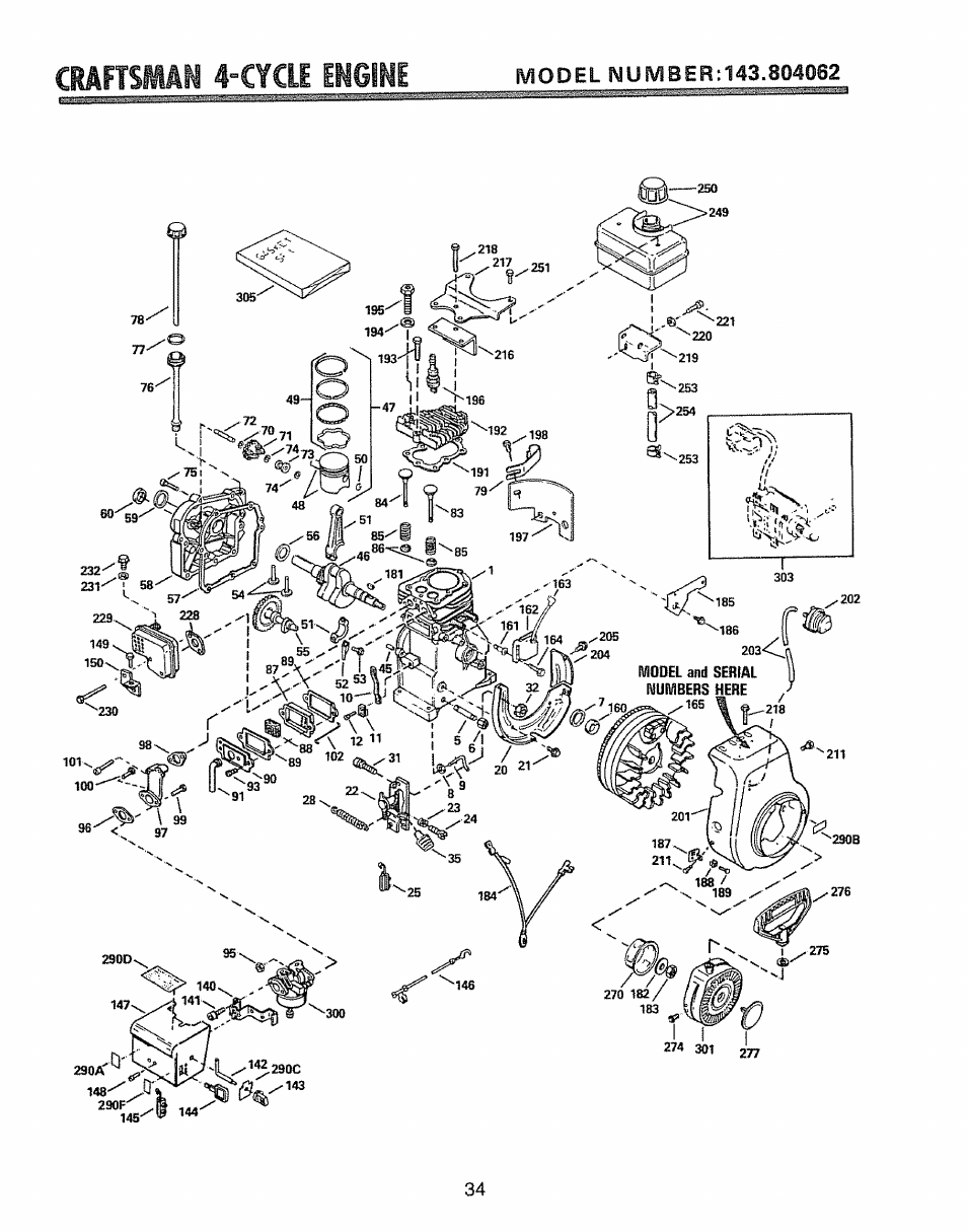 Craftsman 4-cycle engine | Sears 536.885410 User Manual | Page 34 / 38