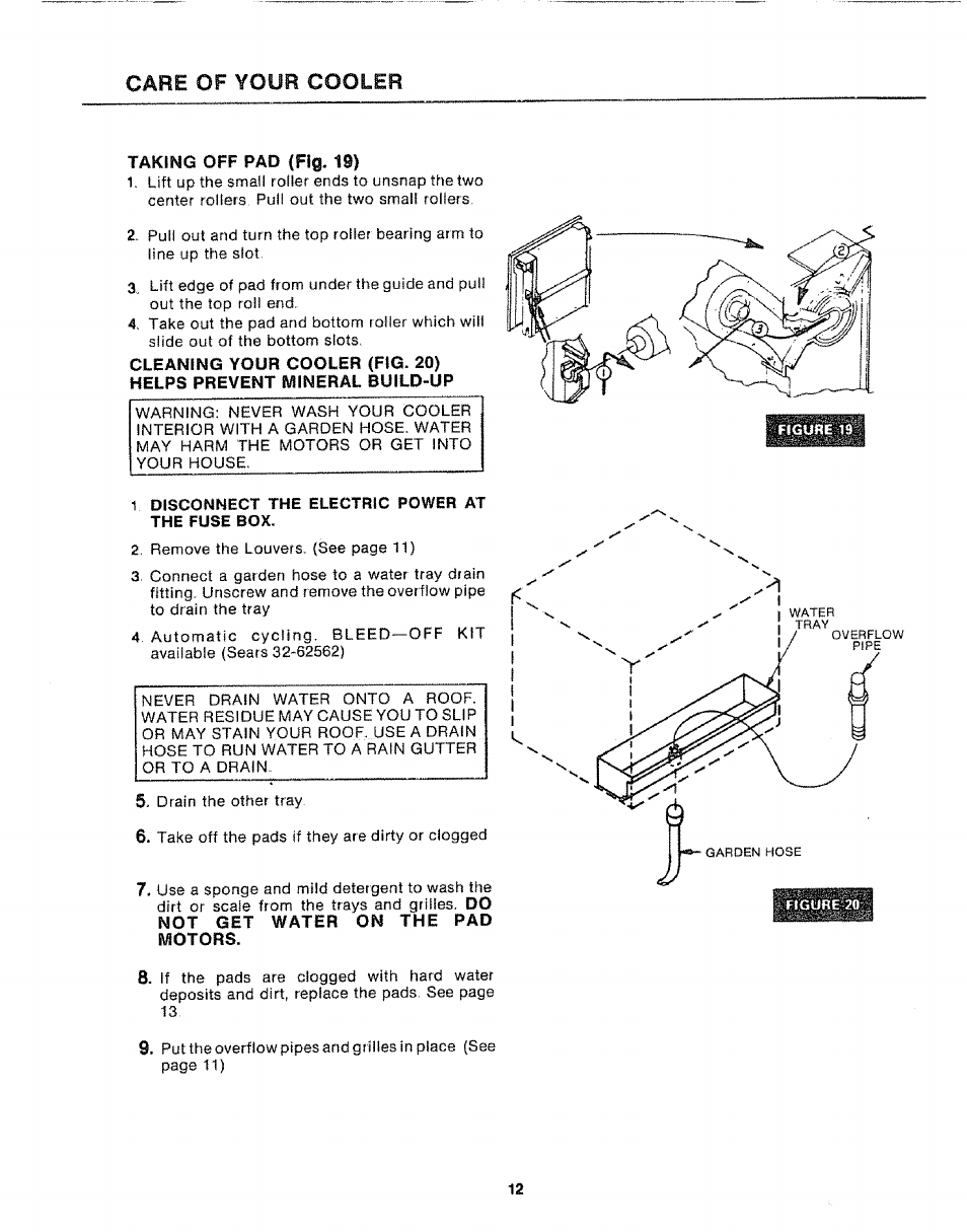 1 disconnect the electric power at the fuse box, Cäfie of your cooler | Sears KENMORE 661.62442 User Manual | Page 12 / 16