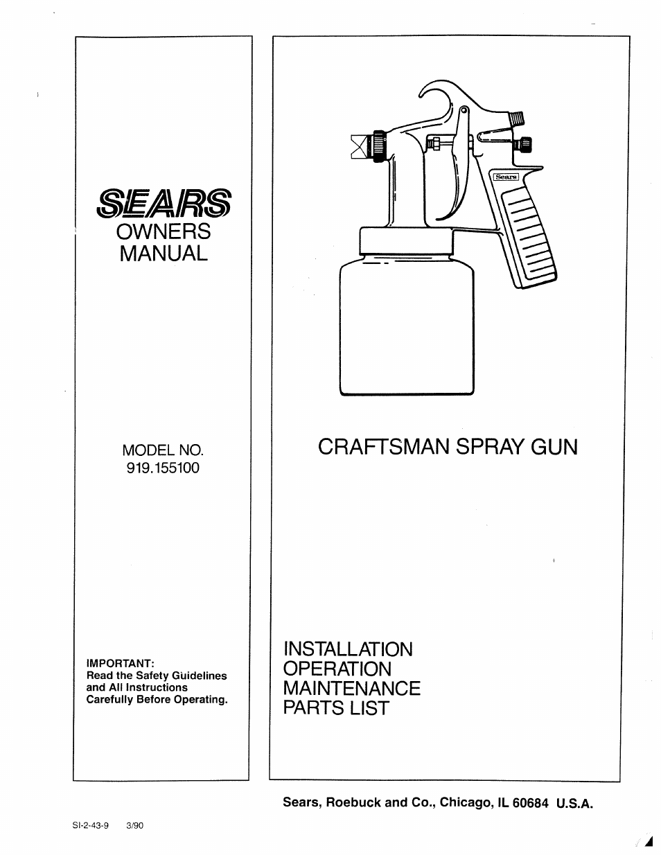 Sears 919.1551 User Manual | 8 pages