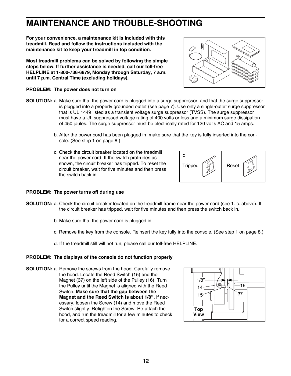 Maintenance and trouble-shooting | Sears Proform 585 User Manual | Page 12 / 18