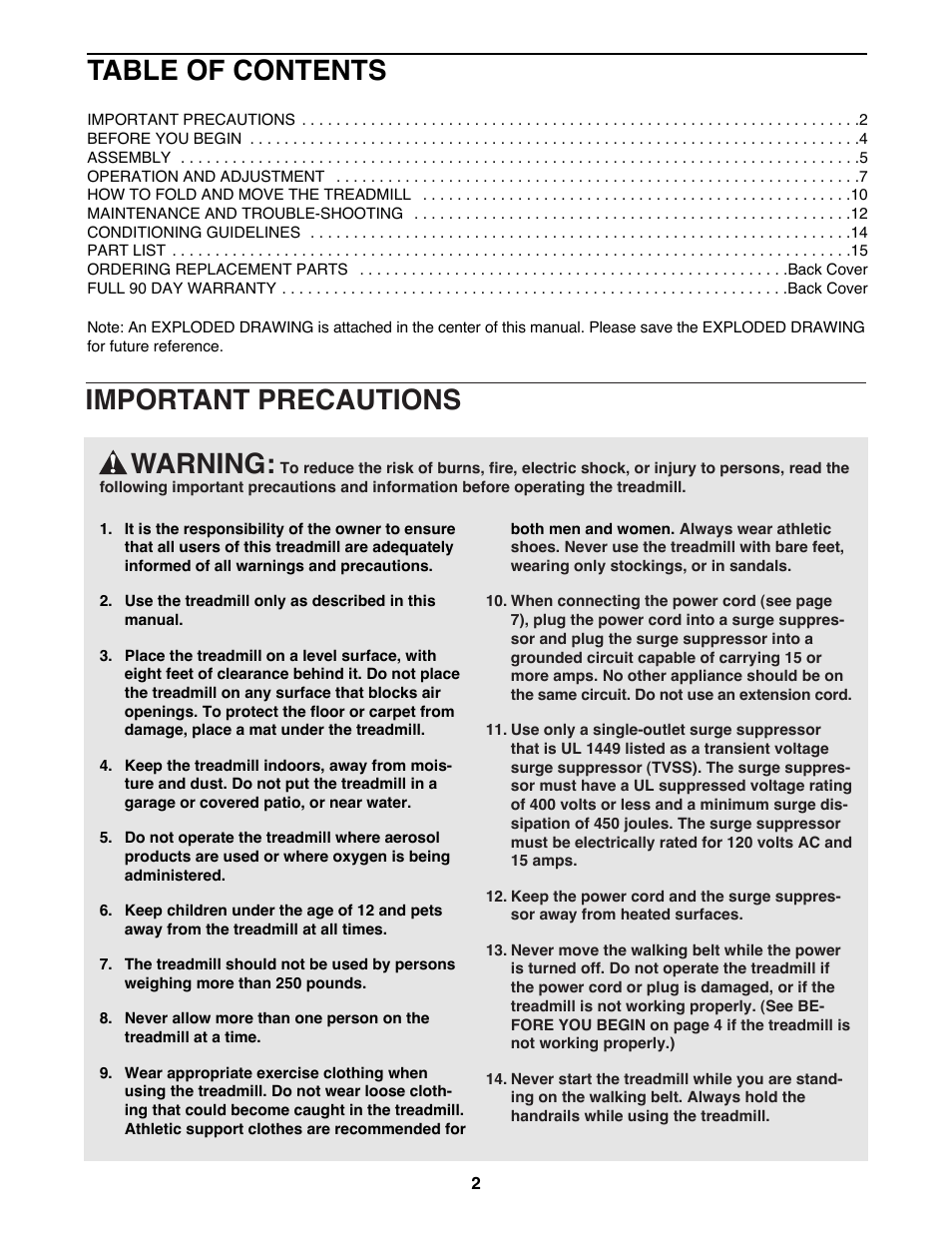 Sears Proform 585 User Manual | Page 2 / 18