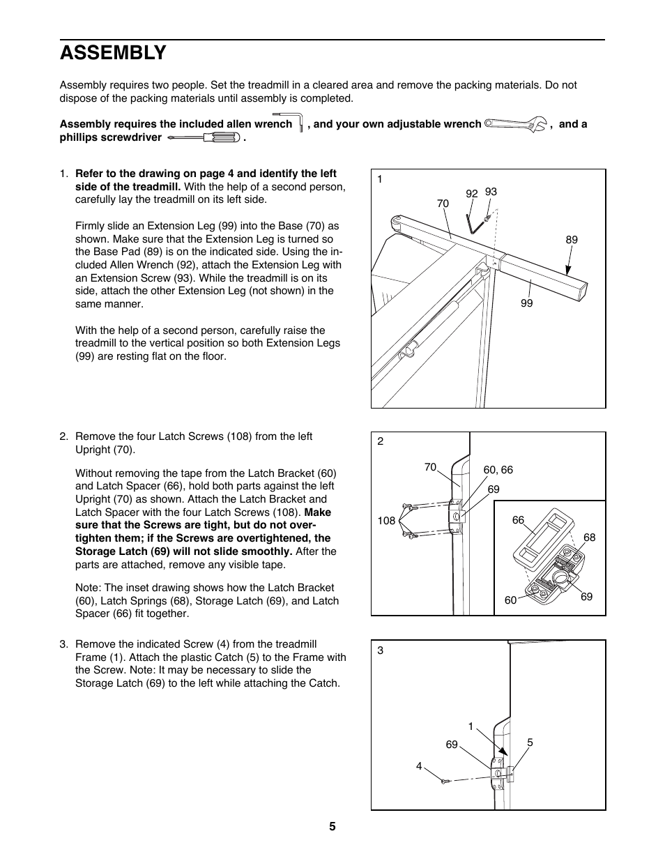 Assembly | Sears Proform 585 User Manual | Page 5 / 18