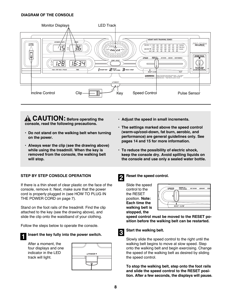 Caution | Sears Proform 585 User Manual | Page 8 / 18