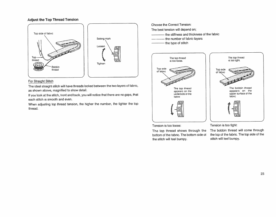 Adjust the top thread tension | Sears KENMORE 385.12814 User Manual | Page 24 / 83