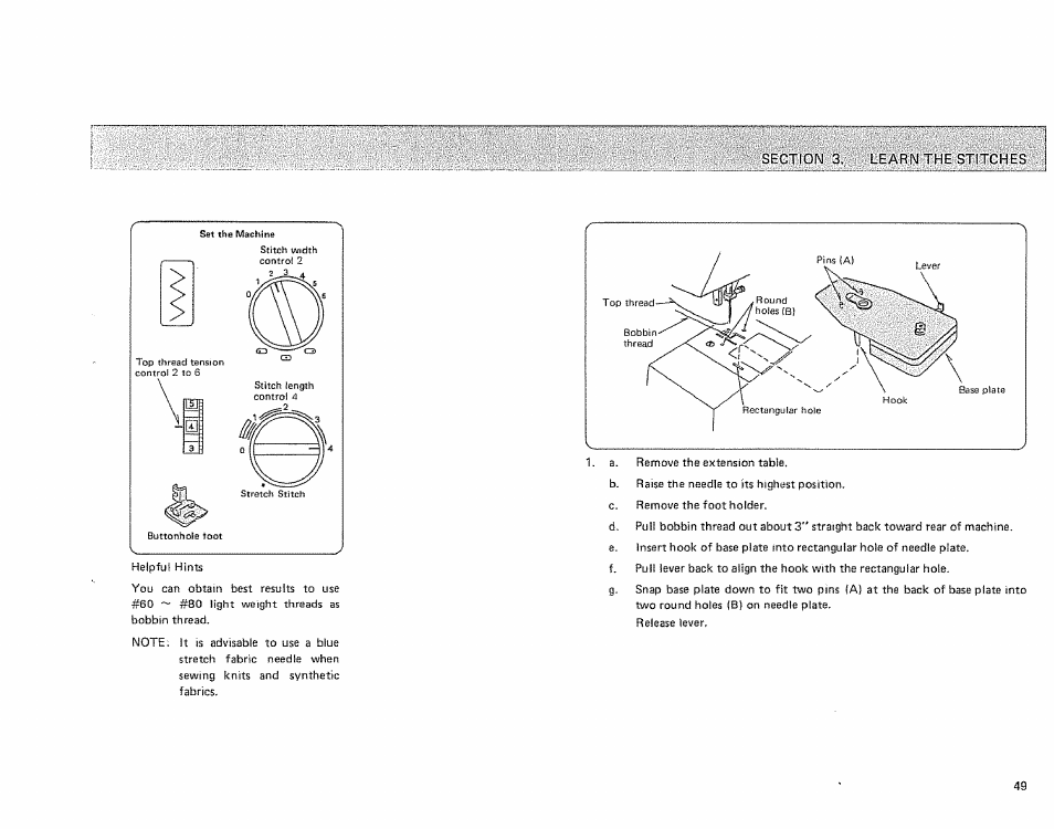 Sections. learn the stitches | Sears 385.1884180 User Manual | Page 51 / 75