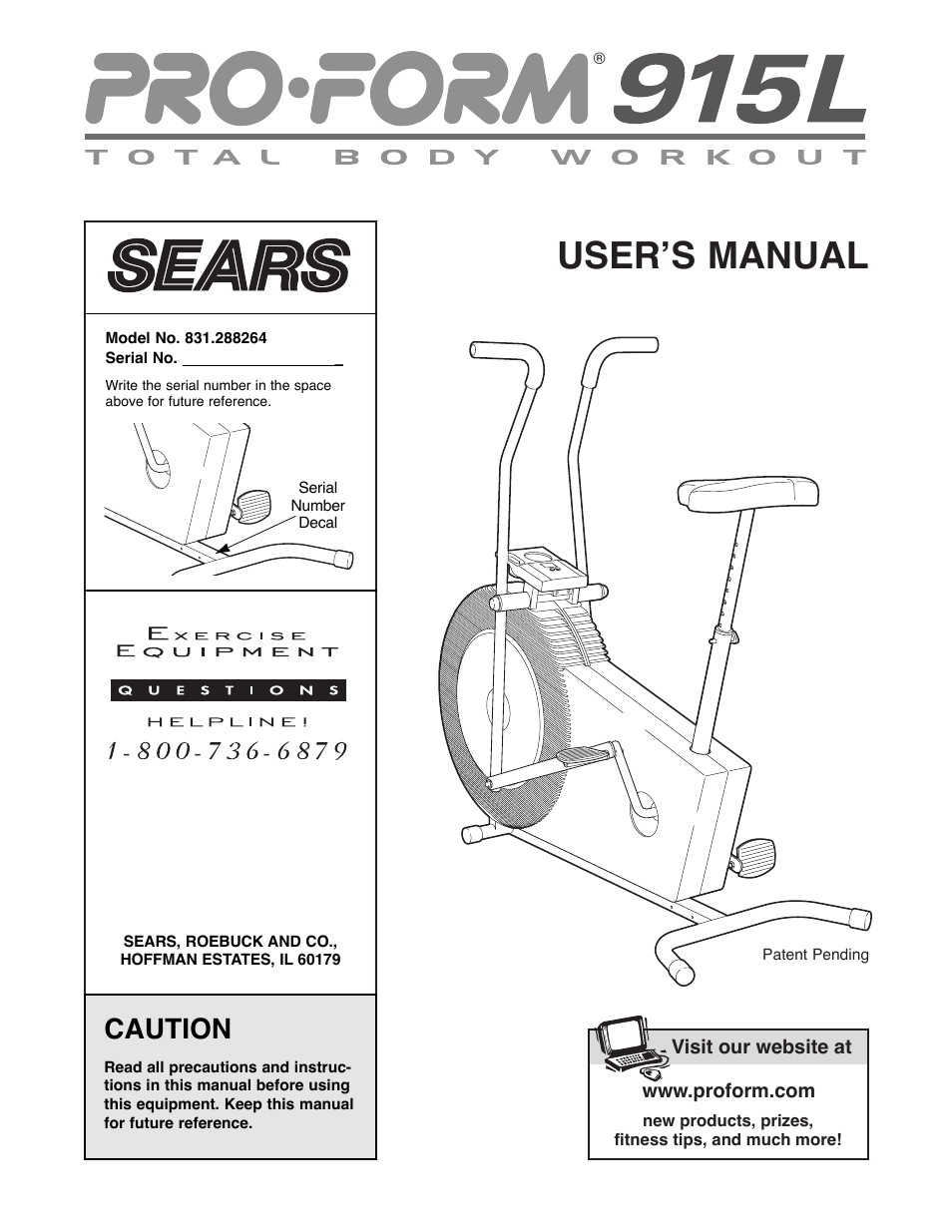 Sears 831.288264 User Manual | 12 pages