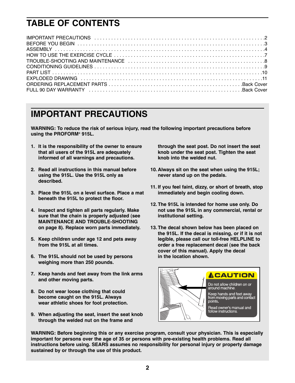 Sears 831.288264 User Manual | Page 2 / 12