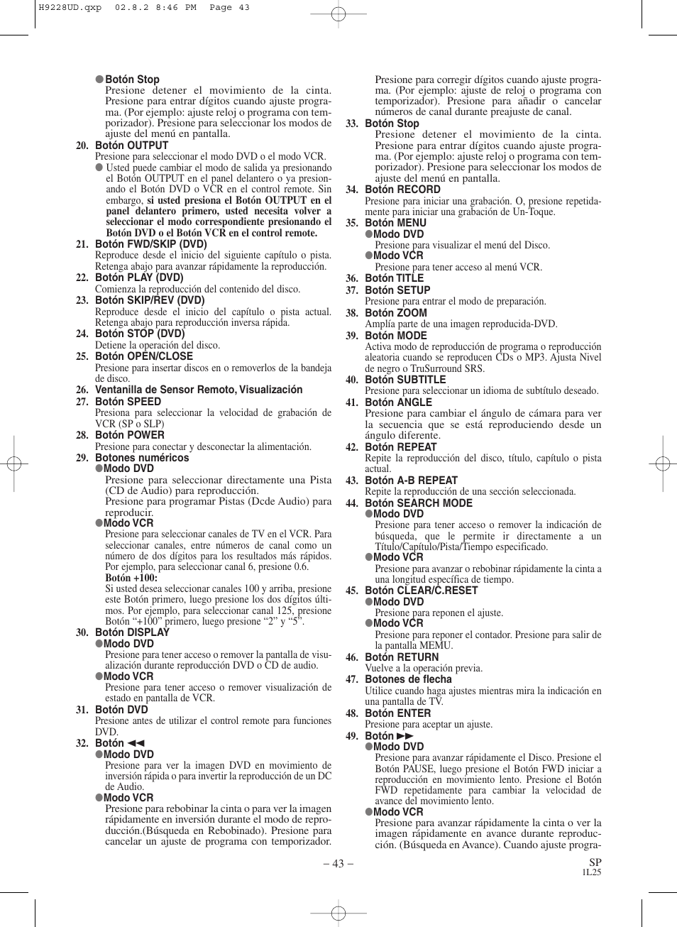 Sears SRD2900 User Manual | Page 43 / 48