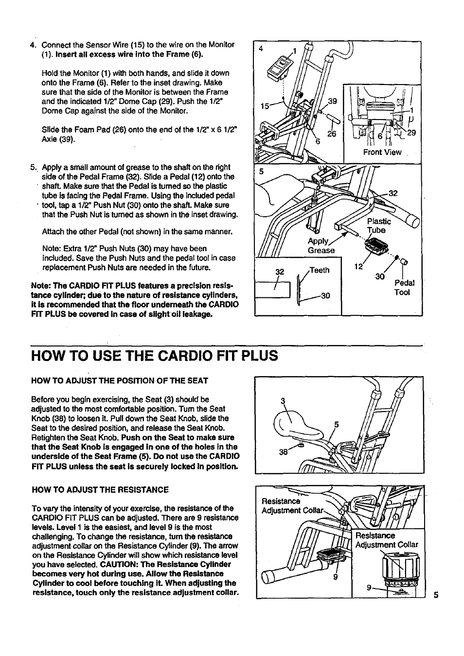 How to use the cardio fit plus | Sears 831.287724 User Manual | Page 5 / 12