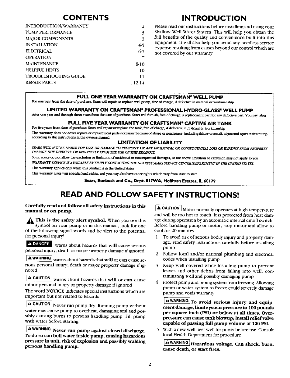 Sears 390.2521 User Manual | Page 2 / 16