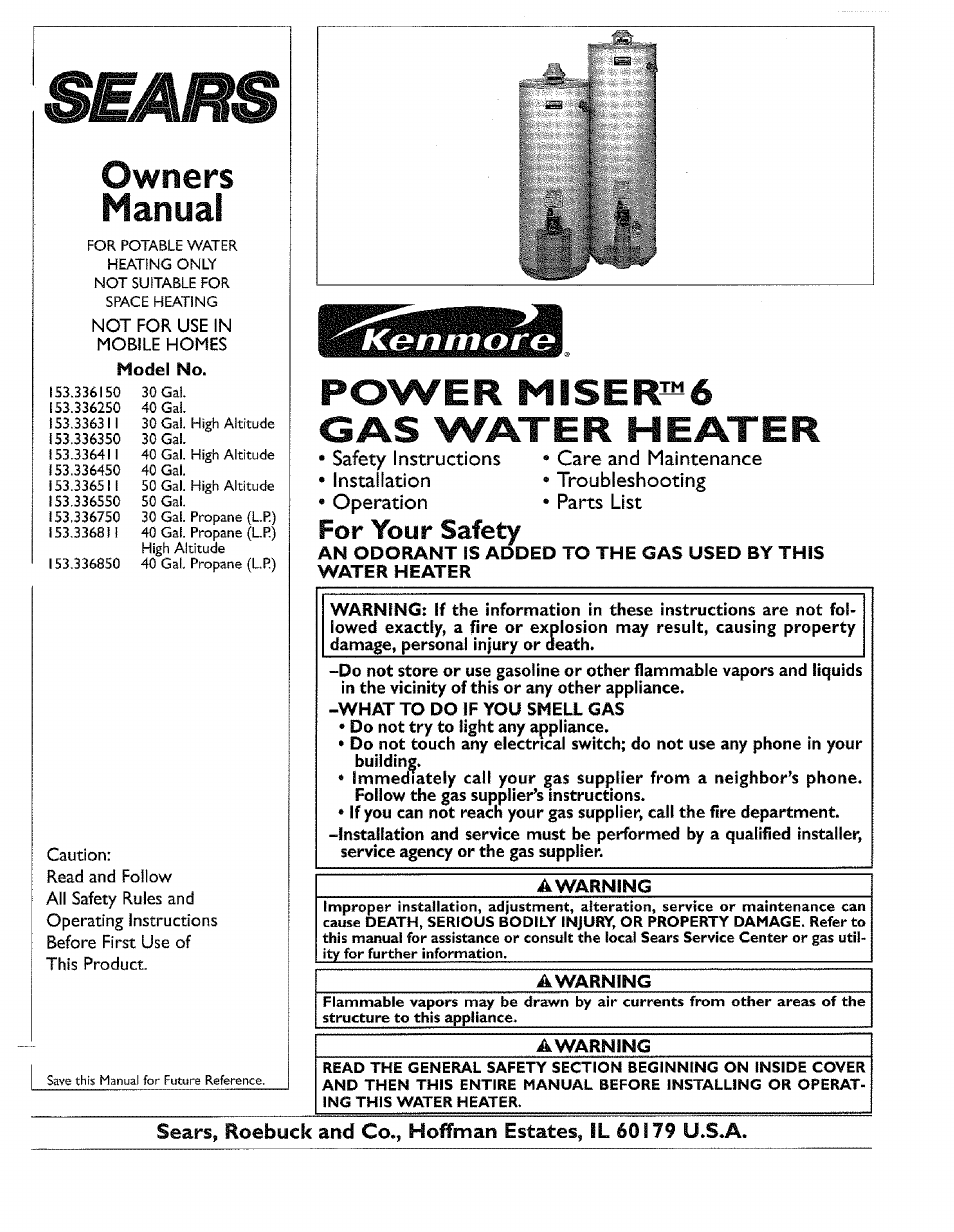 Sears 153.33645 User Manual | 32 pages