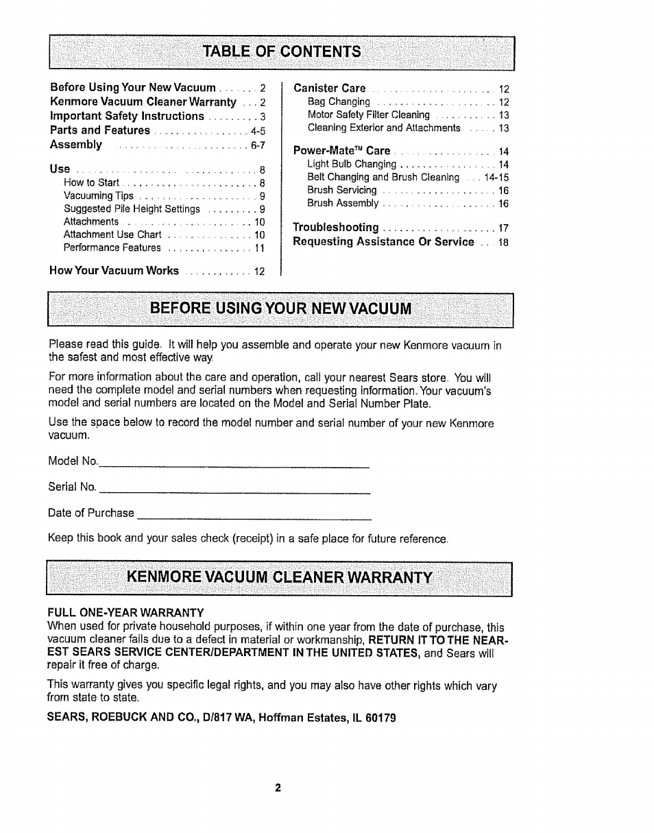 Sears CO1ZARD10UOO-4370537 User Manual | Page 2 / 36