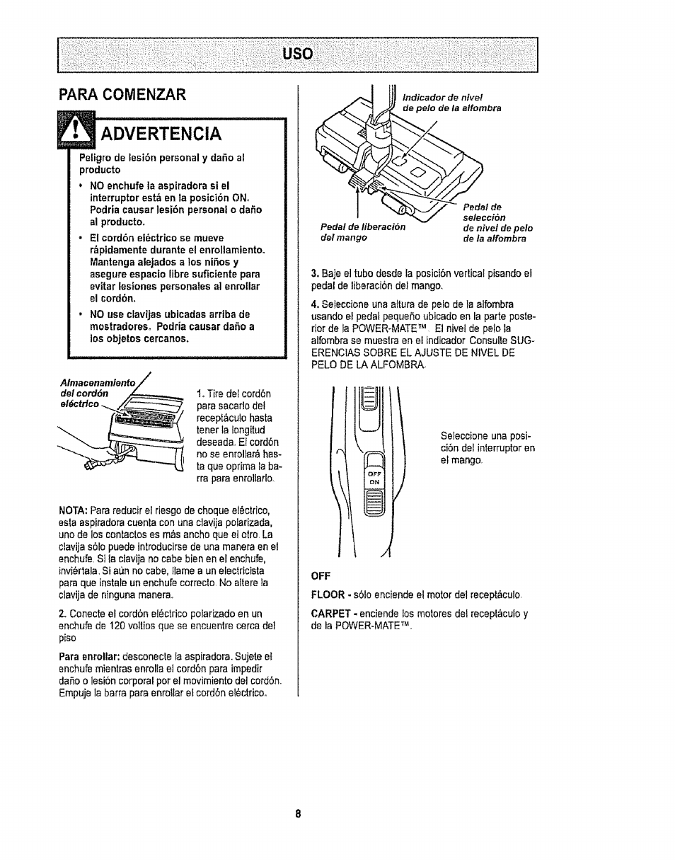 Para comenzar | Sears CO1ZARD10UOO-4370537 User Manual | Page 26 / 36