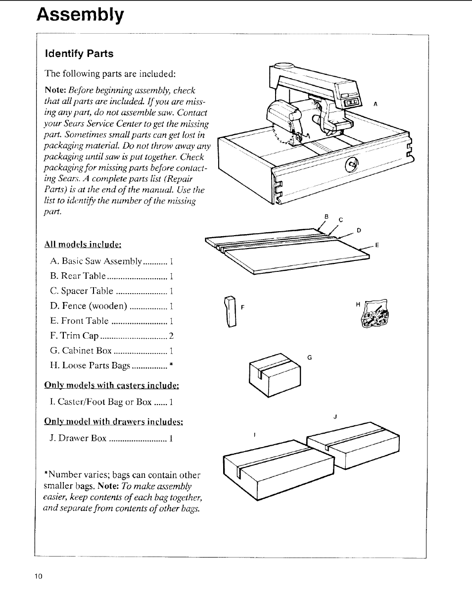 Assembly | Sears 113.197611 User Manual | Page 10 / 104