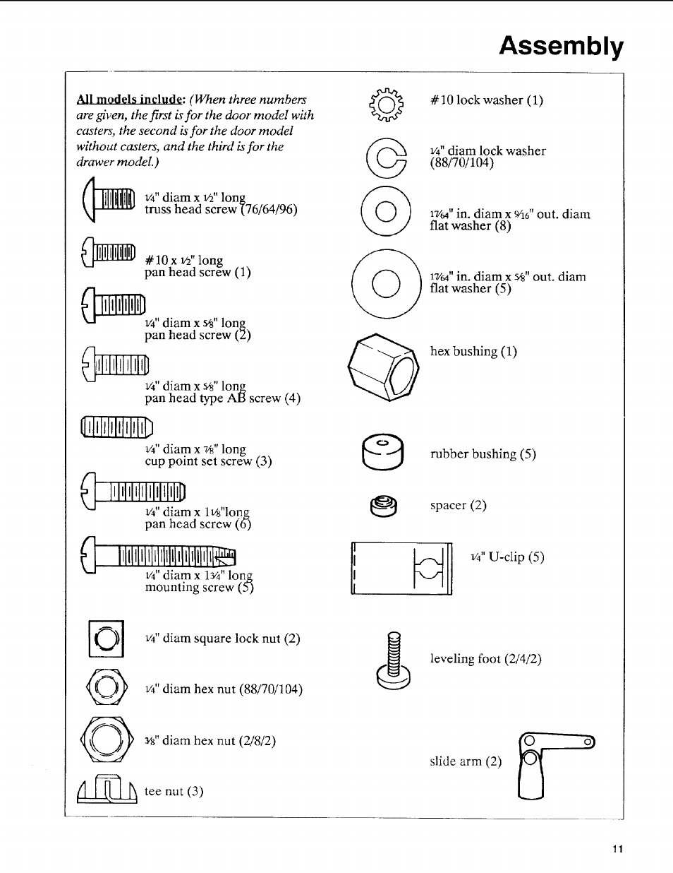 Will), Assembly | Sears 113.197611 User Manual | Page 11 / 104