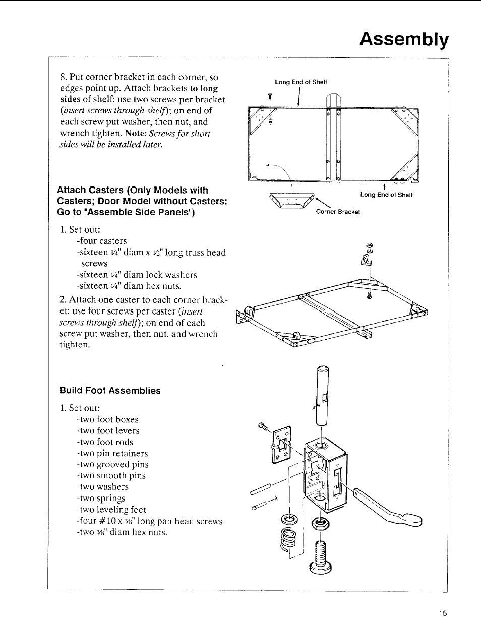 Build foot assemblies, Assembly | Sears 113.197611 User Manual | Page 15 / 104