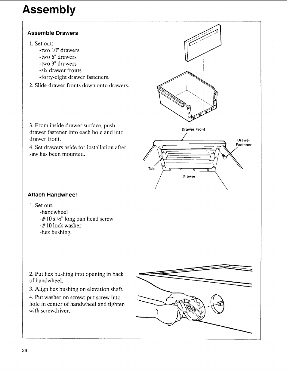 Assembly | Sears 113.197611 User Manual | Page 26 / 104