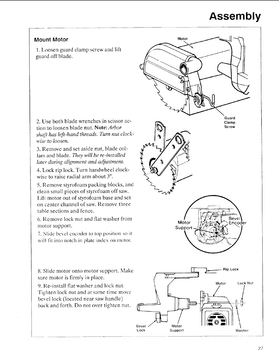 Mount motor, Asssmbiv | Sears 113.197611 User Manual | Page 27 / 104