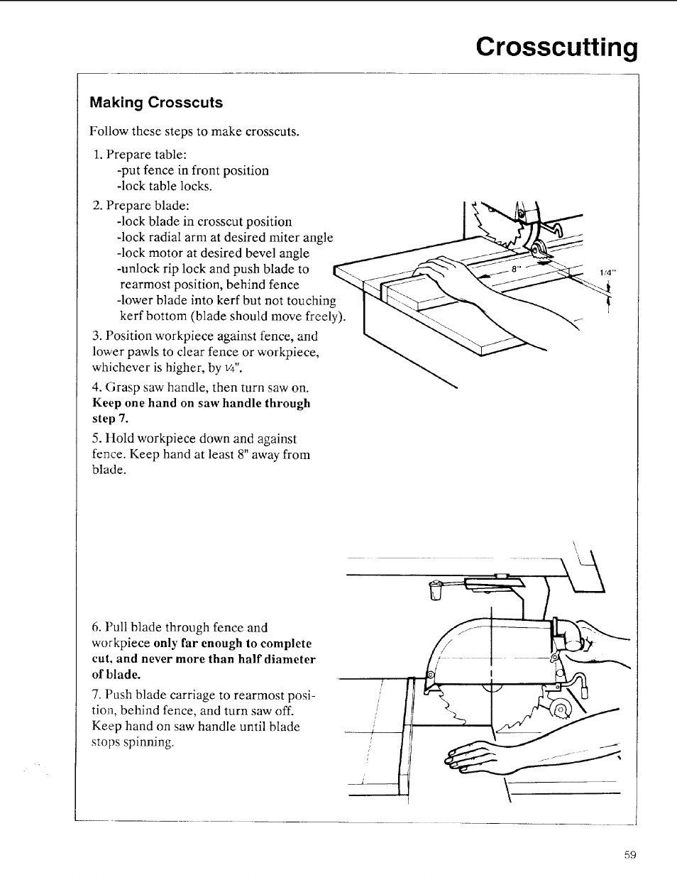 Making crosscuts, Crosscutting | Sears 113.197611 User Manual | Page 59 / 104