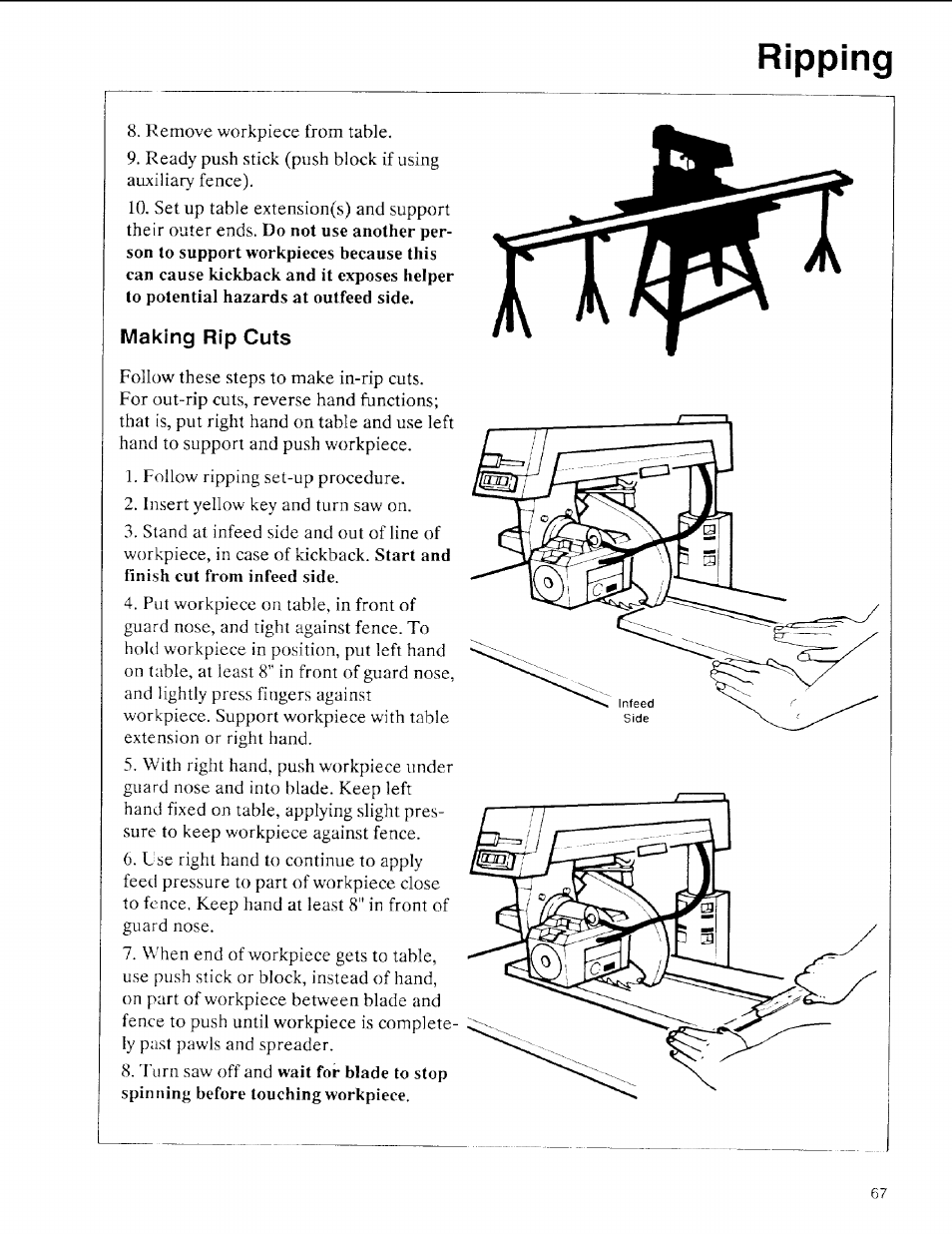 Making rip cuts, Ripping | Sears 113.197611 User Manual | Page 67 / 104