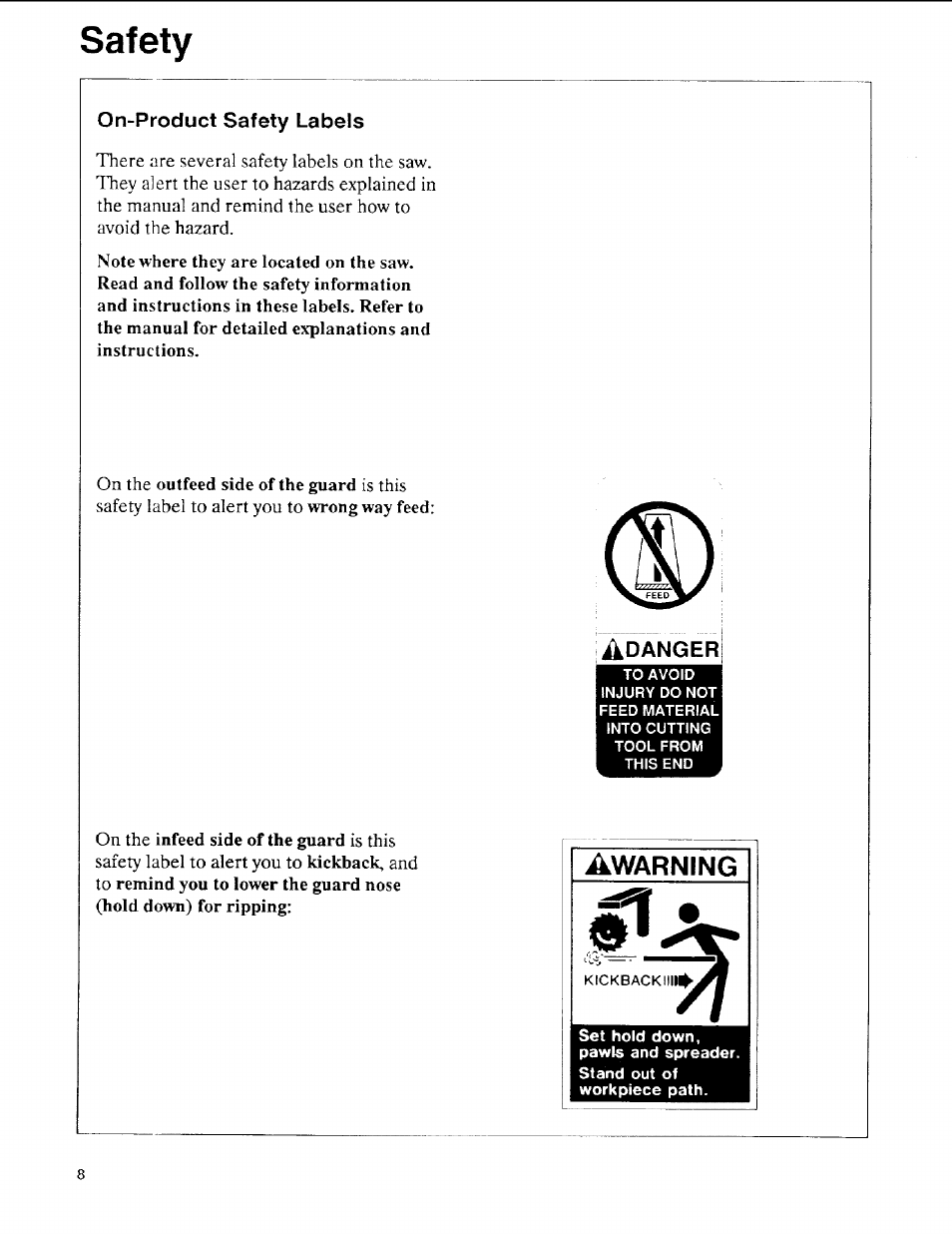 Safety, Warning | Sears 113.197611 User Manual | Page 8 / 104