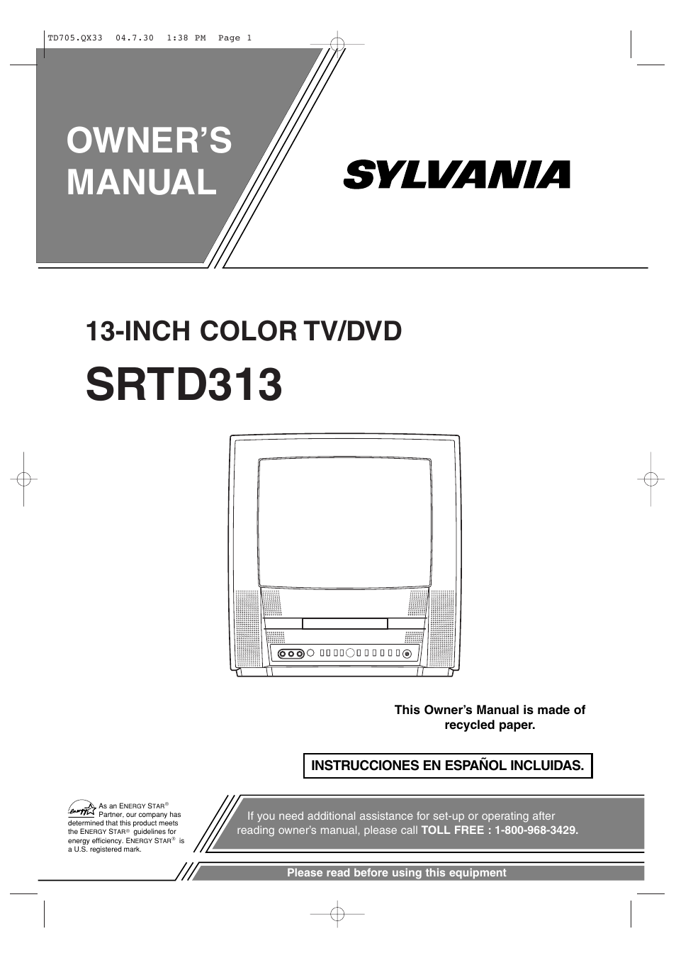 Sears SRTD313 User Manual | 40 pages