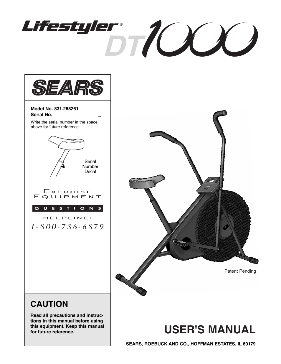 Sears DT1000 831.288261 User Manual | 12 pages