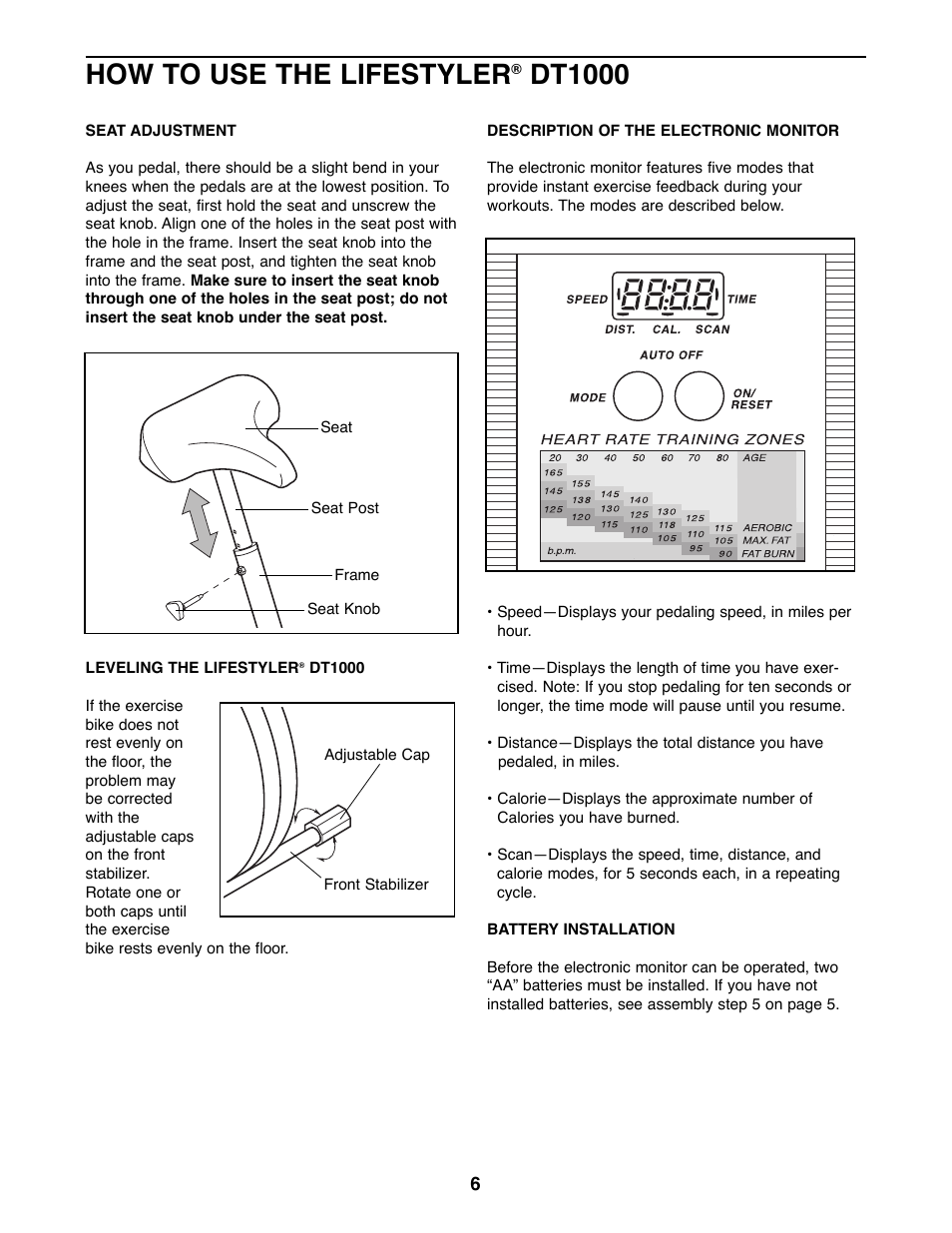 How to use the lifestyler, Dt1000 | Sears DT1000 831.288261 User Manual | Page 6 / 12