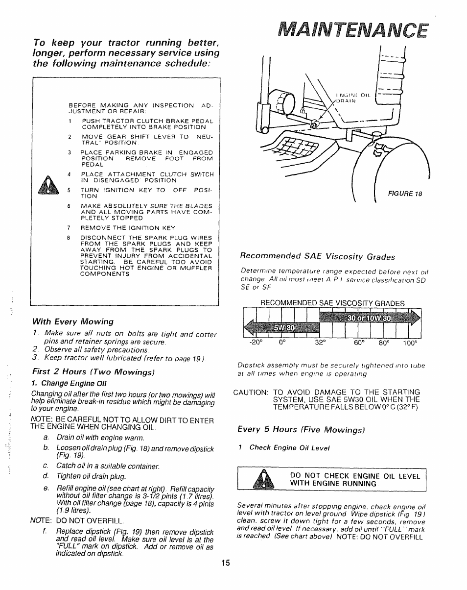 30 or low 30, Maintenance | Sears 917.25446 User Manual | Page 15 / 56