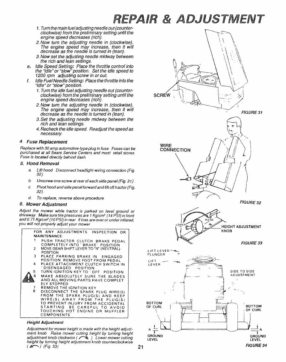 Repair & adjustment | Sears 917.25446 User Manual | Page 21 / 56