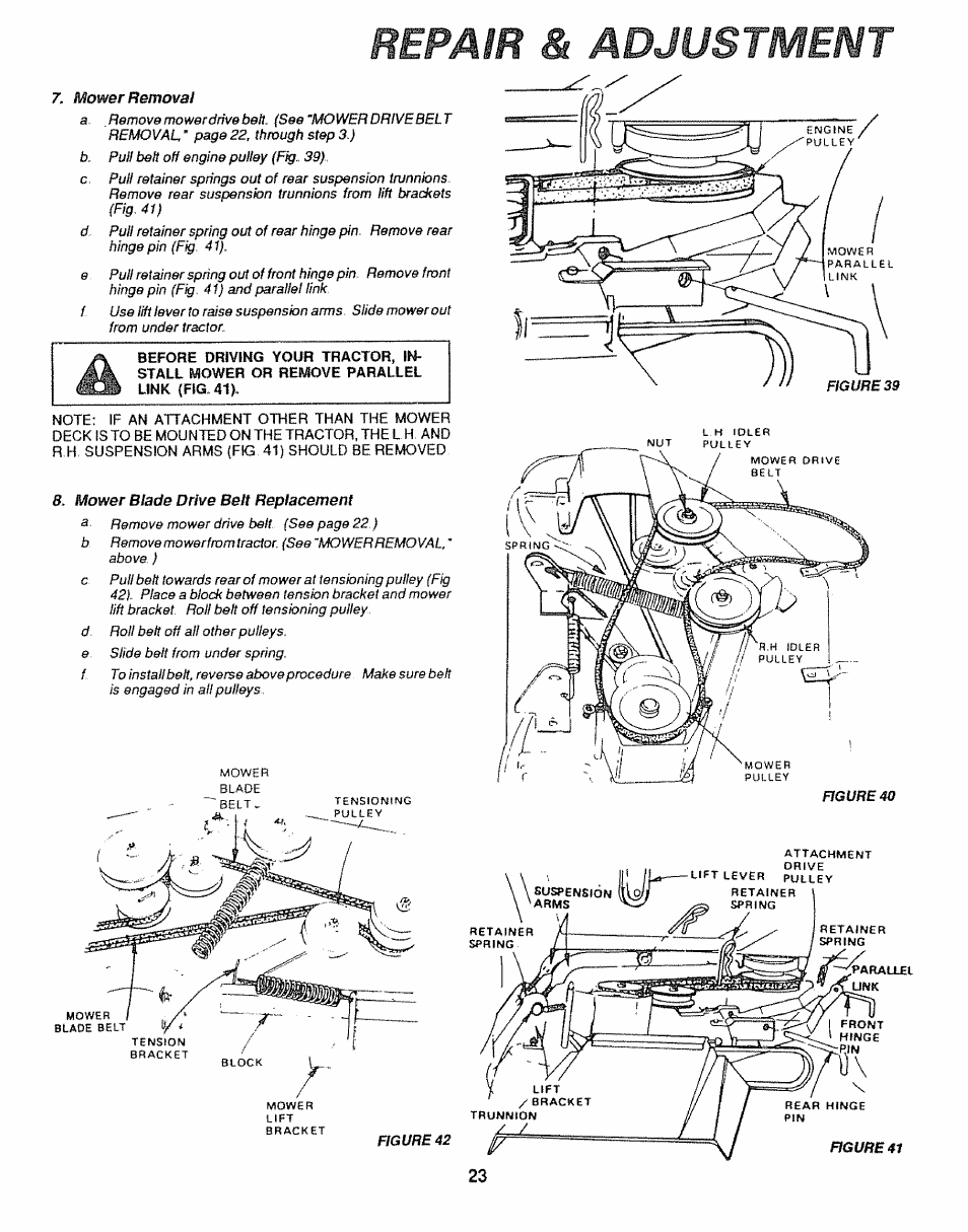 Mpair & adjustment | Sears 917.25446 User Manual | Page 23 / 56