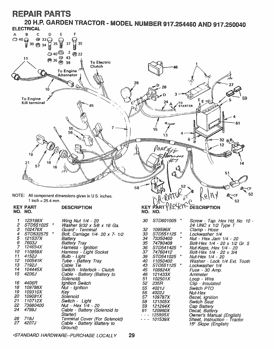 Electrical, Repair parts | Sears 917.25446 User Manual | Page 29 / 56