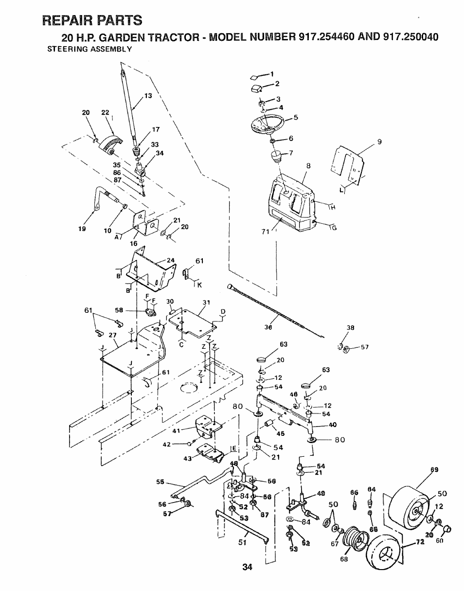 Repair parts | Sears 917.25446 User Manual | Page 34 / 56