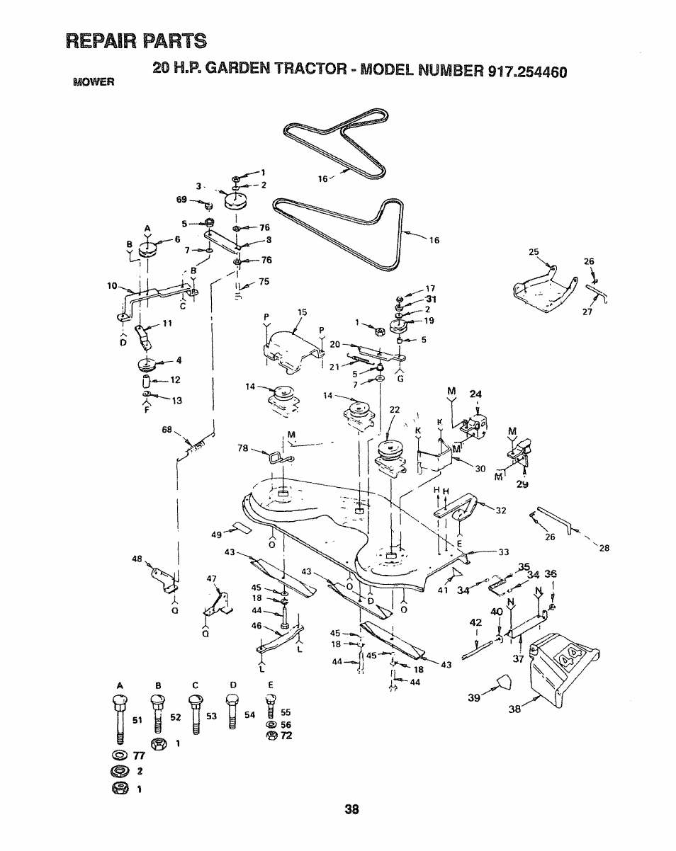 Repair parts | Sears 917.25446 User Manual | Page 38 / 56