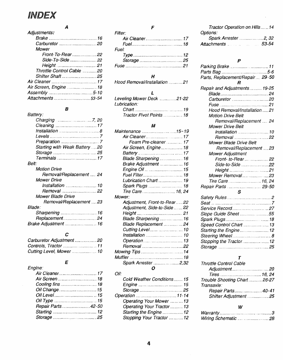 Index | Sears 917.25446 User Manual | Page 4 / 56