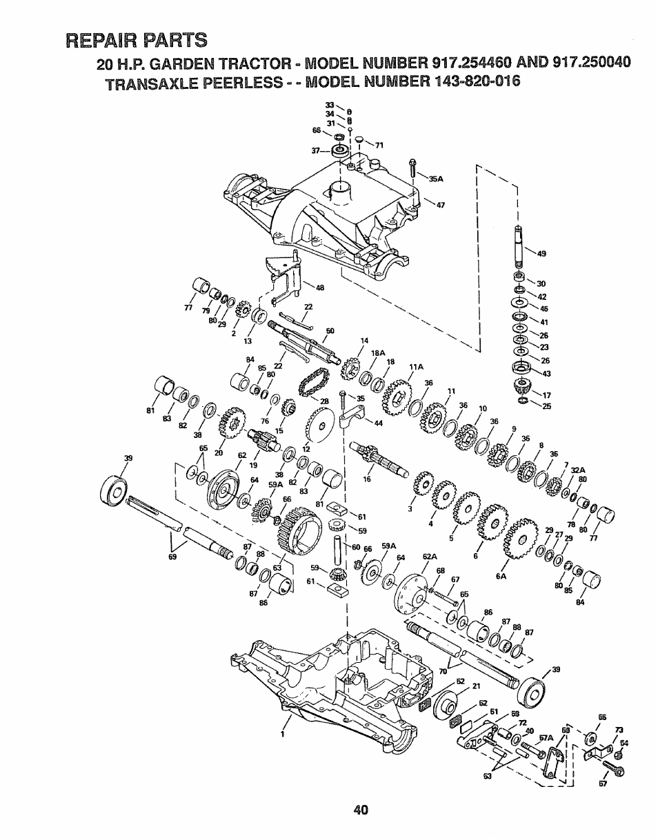 Repair parts | Sears 917.25446 User Manual | Page 40 / 56