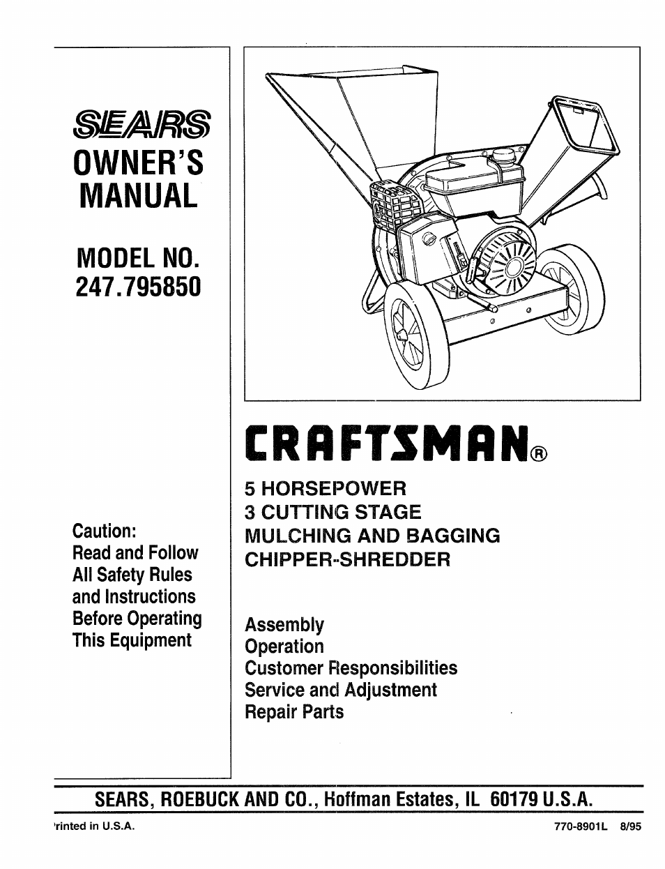 Sears Craftman 247.79585 User Manual | 42 pages