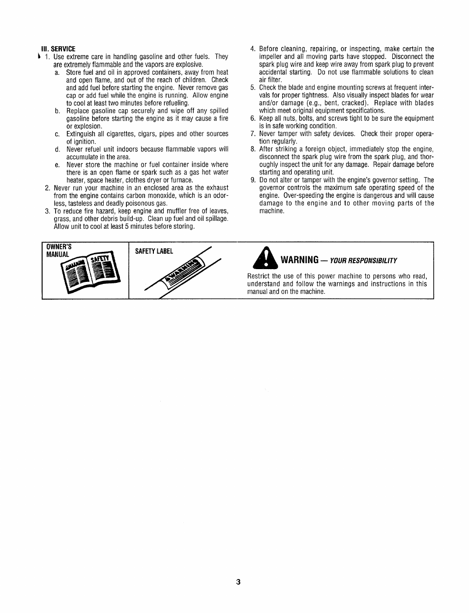 Warning | Sears Craftman 247.79585 User Manual | Page 3 / 42