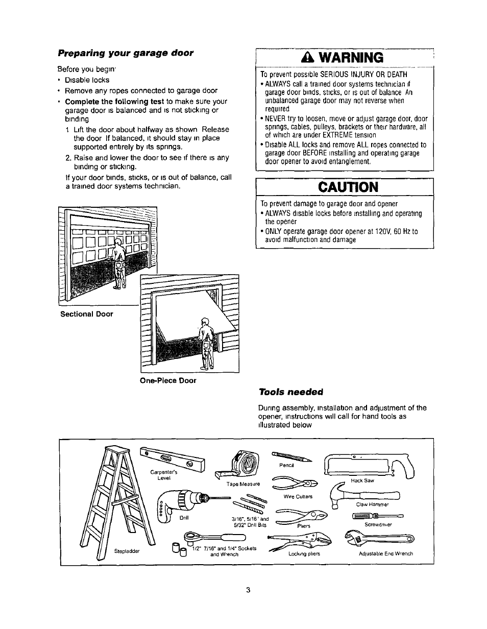 A warning, Caution, Warning | Sears 139.53971SRT User Manual | Page 3 / 76