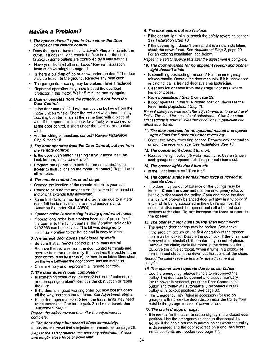 Having a problem | Sears 139.53971SRT User Manual | Page 34 / 76