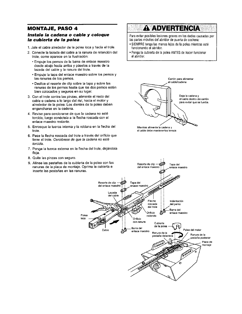 A advertencia, Montaje, paso 4 | Sears 139.53971SRT User Manual | Page 48 / 76