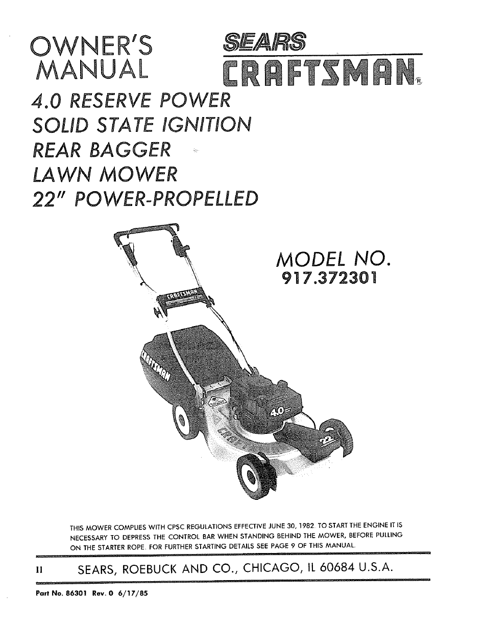 Sears 917.372301 User Manual | 28 pages