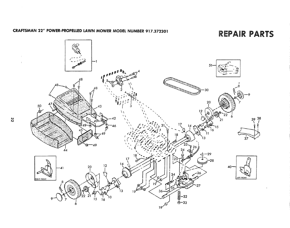 Repair parts | Sears 917.372301 User Manual | Page 22 / 28