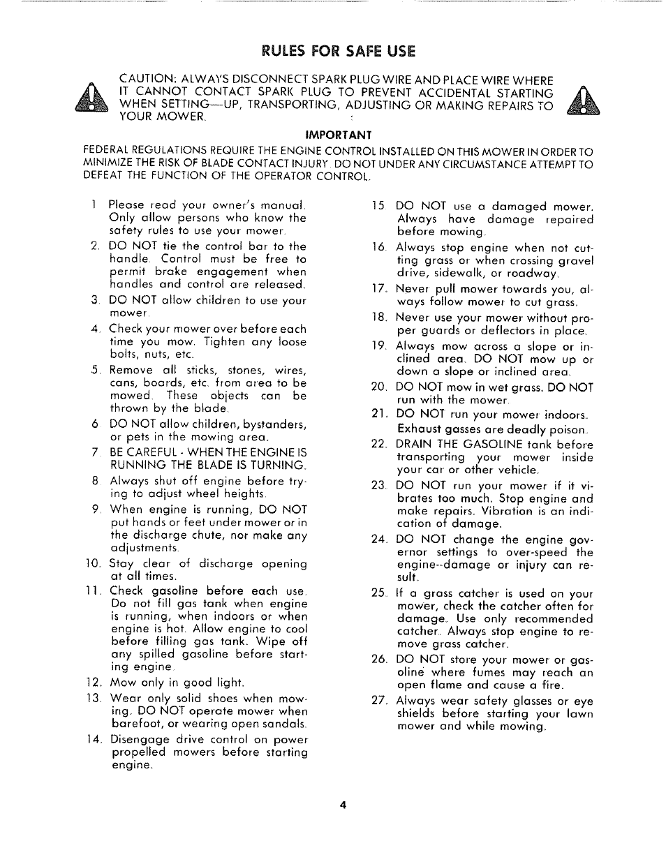 Important, Rules for safe use | Sears 917.372301 User Manual | Page 4 / 28