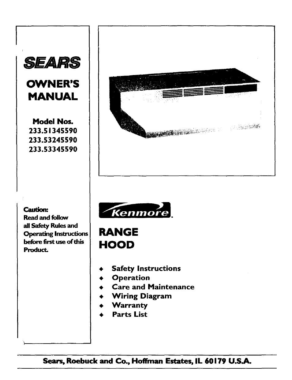 Sears 233.5134559 User Manual | 4 pages