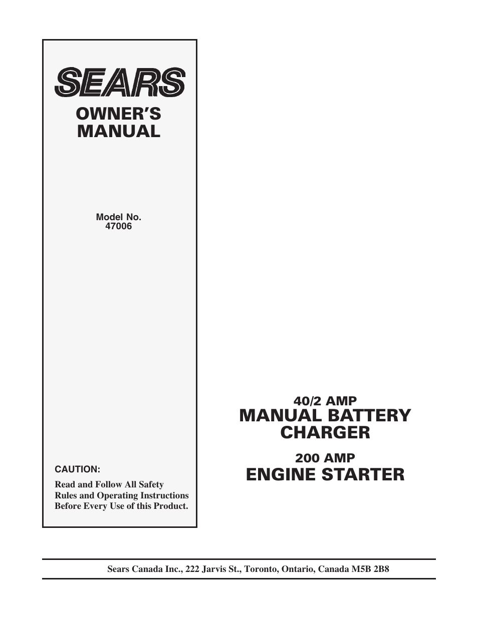 Sears 47006 User Manual | 14 pages