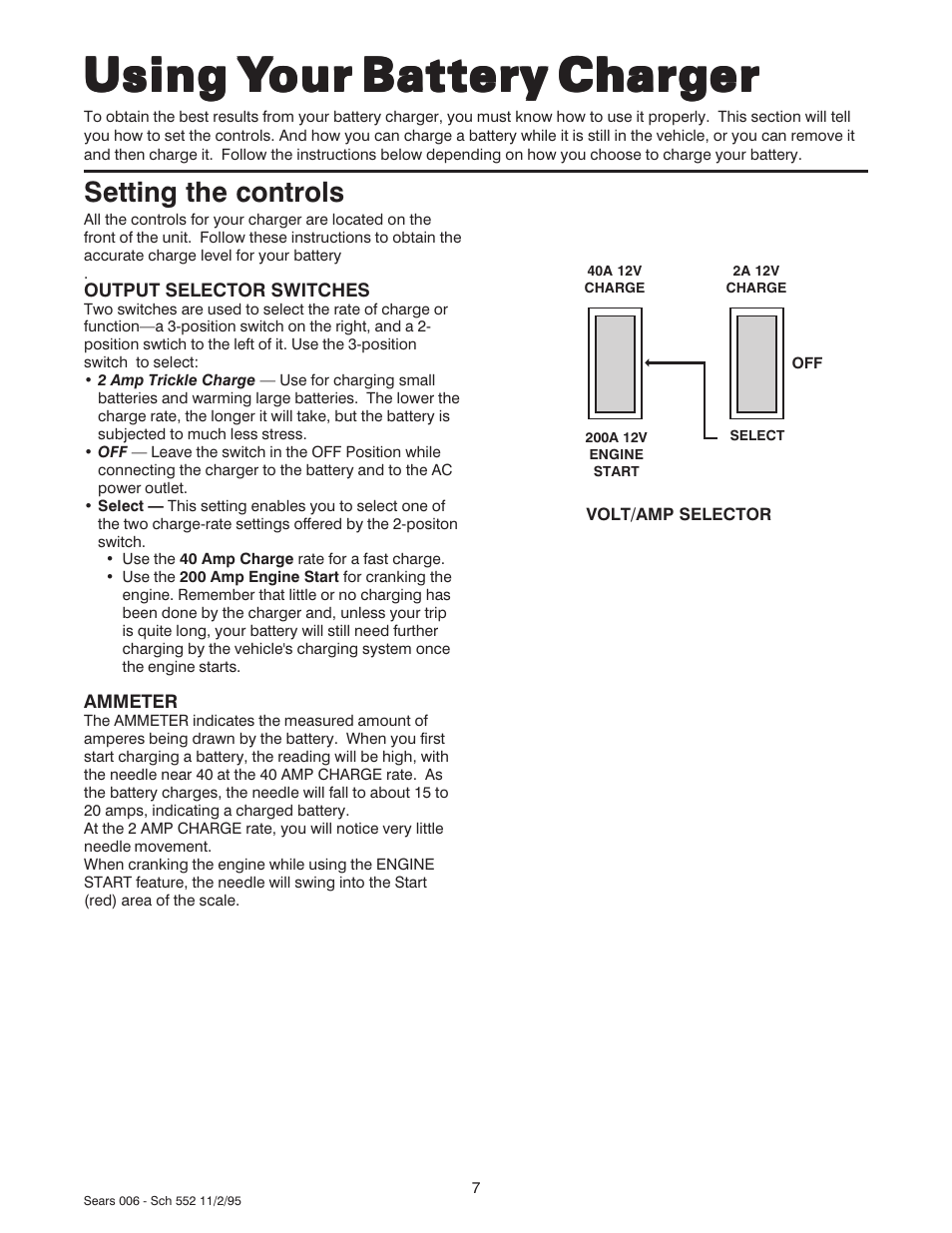 Using y, Setting the controls | Sears 47006 User Manual | Page 8 / 14