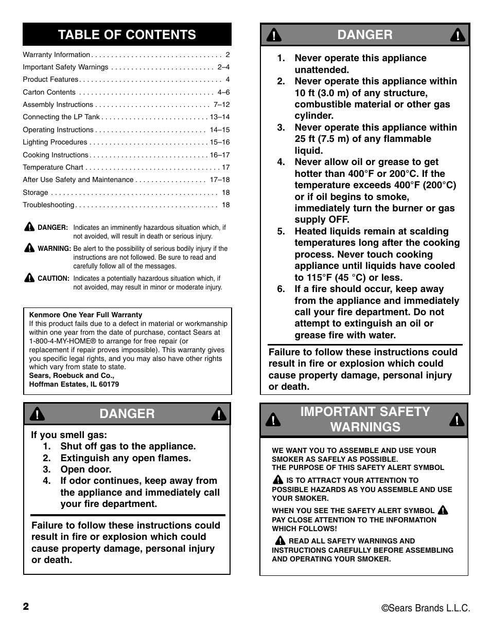 Sears 125.15884800 User Manual | Page 2 / 36