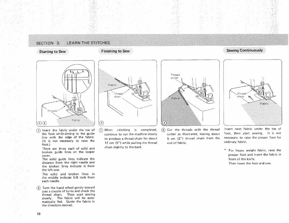 Starting to sew, Finishing to sew | Sears OVERLOCK 3/4D 385.16631 User Manual | Page 23 / 53